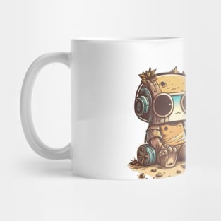 Little, cute robot relaxes under the palm tree Mug